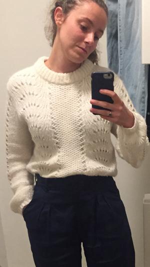 White knitted sweater