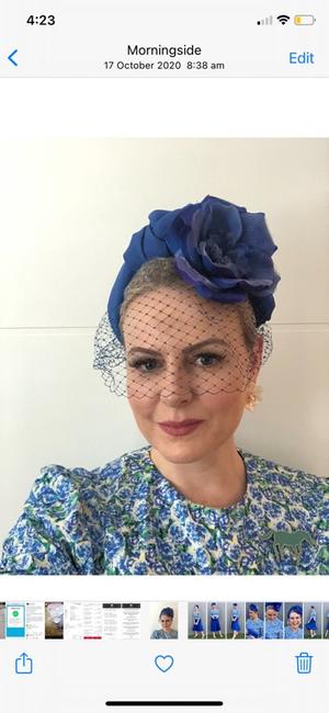Blue headband with netting