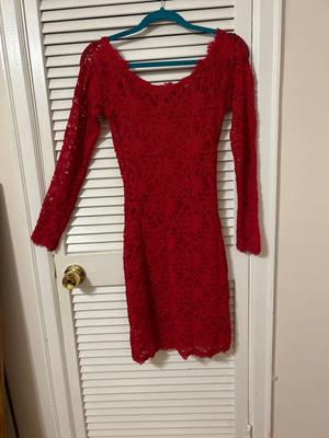 Red lace form fitting dress