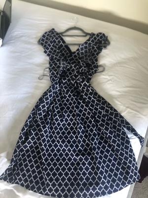Navy pattern going out dress