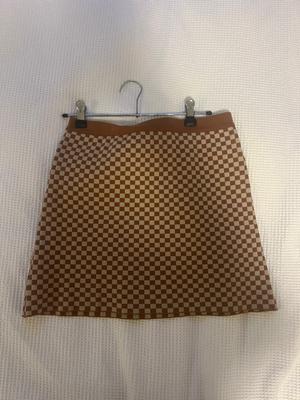 brown checkered mini skirt