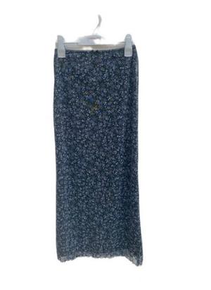 blue floral skirt