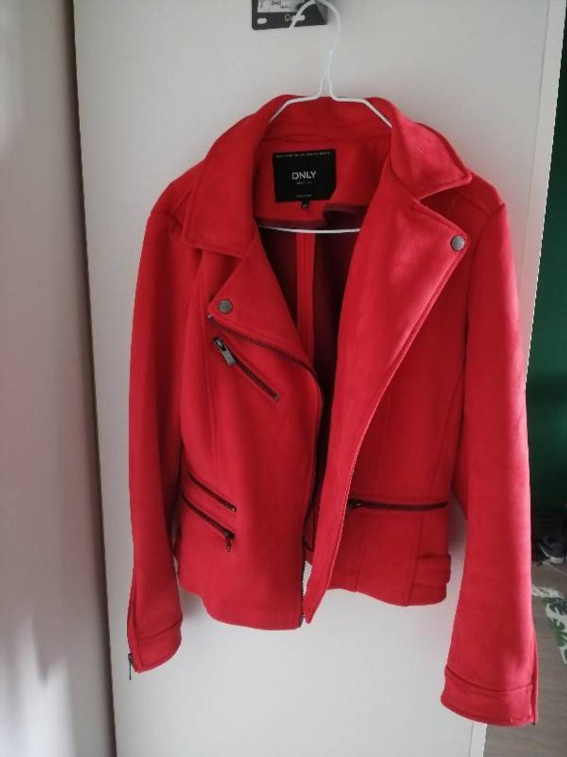 Red suède jacket, size M